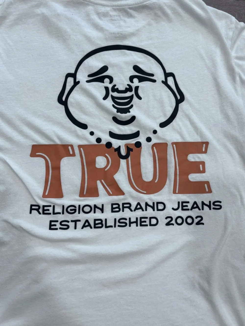 True Religion Brand Jeans White Buddha Logo Graphic Tee 100 Cotton Medium